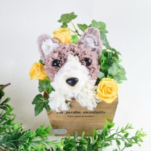 【コーギー】花っぷり フラワーペット／プリザーブドフラワー カーネーション 犬 花　ペット 誕生日 お供え プレゼント