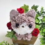 プリザーブドフラワーの猫 レッド