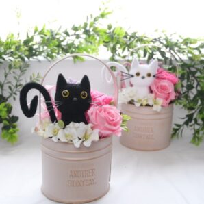 花と猫 No.3【ピンク】プリザーブドフラワー 猫 動物 ペット  プレゼント　誕生日　フラワー