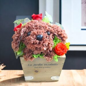 【トイプードル】花っぷり フラワーペット／プリザーブドフラワー 犬 プードル 花 カーネーション プレゼント 誕生日
