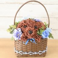 【犬種選べる】フラワーペット バスケット(ブルー)プリザーブドフラワー 犬  花 カーネーション プレゼント 誕生日