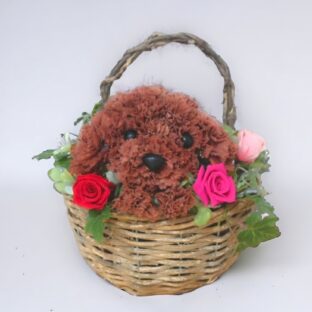 【トイプードル】壁掛け 2way プリザーブドフラワー 犬 花 母の日 カーネーション 誕生日